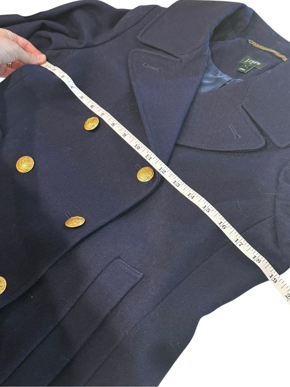 J.Crew Factory Classic Double-Breasted Navy Wool Blend Peacoat Size 8 - Picture 7 of 9